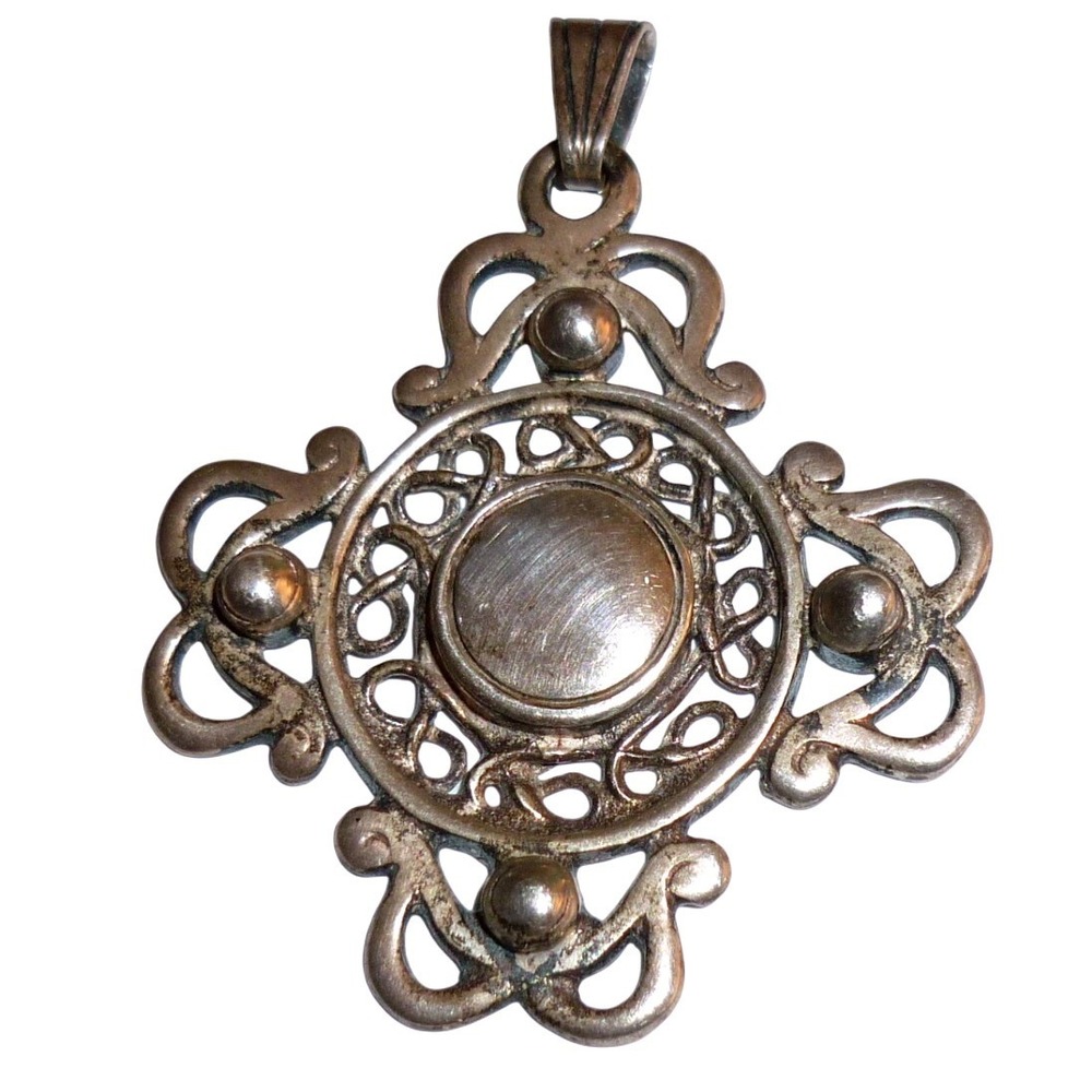 Vintage British Sterling Silver SS Lion Passant Scroll Cross Pendant Hallmarked